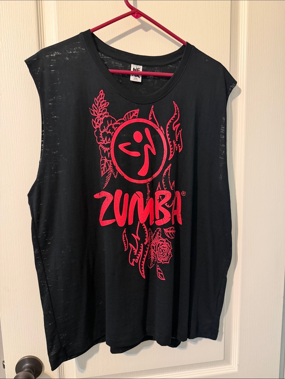 Zumba Fitness Black Muscle Tee with Hot Pink Logo